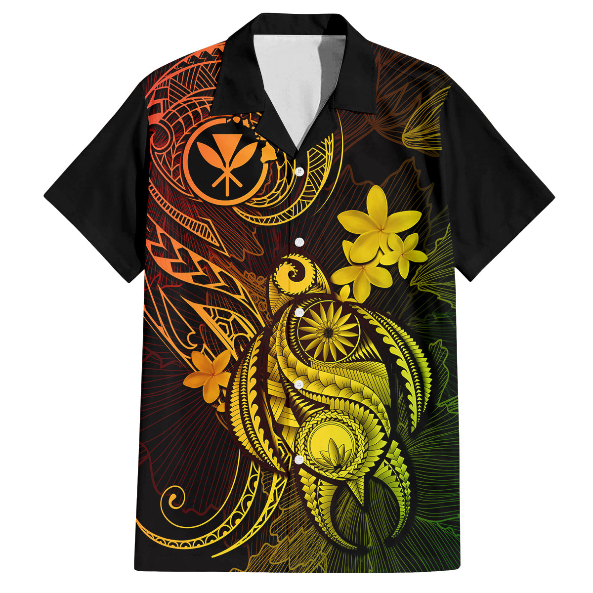 Hawaii Family Matching Tank Maxi Dress and Hawaiian Shirt Turtle Mix Polynesian Plumeria Reggae Version LT14 Dad's Shirt - Short Sleeve Reggae - Polynesian Pride