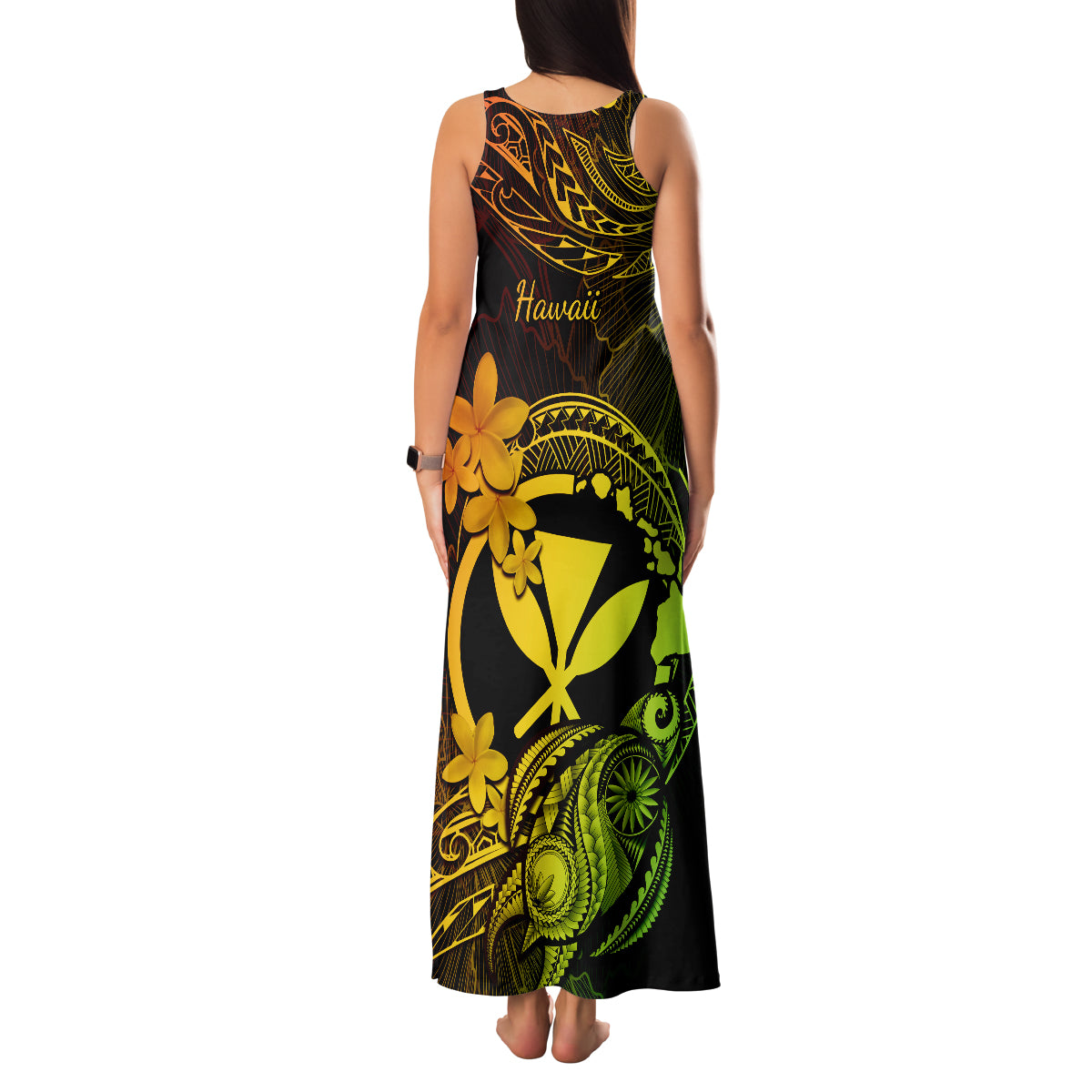 Hawaii Family Matching Tank Maxi Dress and Hawaiian Shirt Turtle Mix Polynesian Plumeria Reggae Version LT14 - Polynesian Pride