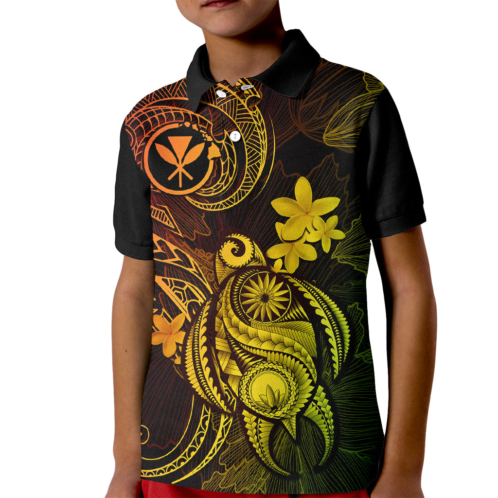 Hawaii Kid Polo Shirt Turtle Mix Polynesian Plumeria Reggae Version LT14 Kid Reggae - Polynesian Pride
