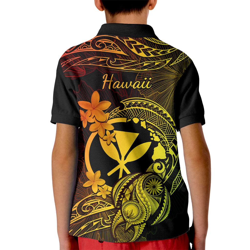 Hawaii Kid Polo Shirt Turtle Mix Polynesian Plumeria Reggae Version LT14 - Polynesian Pride
