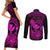 hawaii-couples-matching-short-sleeve-bodycon-dress-and-long-sleeve-button-shirts-turtle-mix-polynesian-plumeria-pink-version