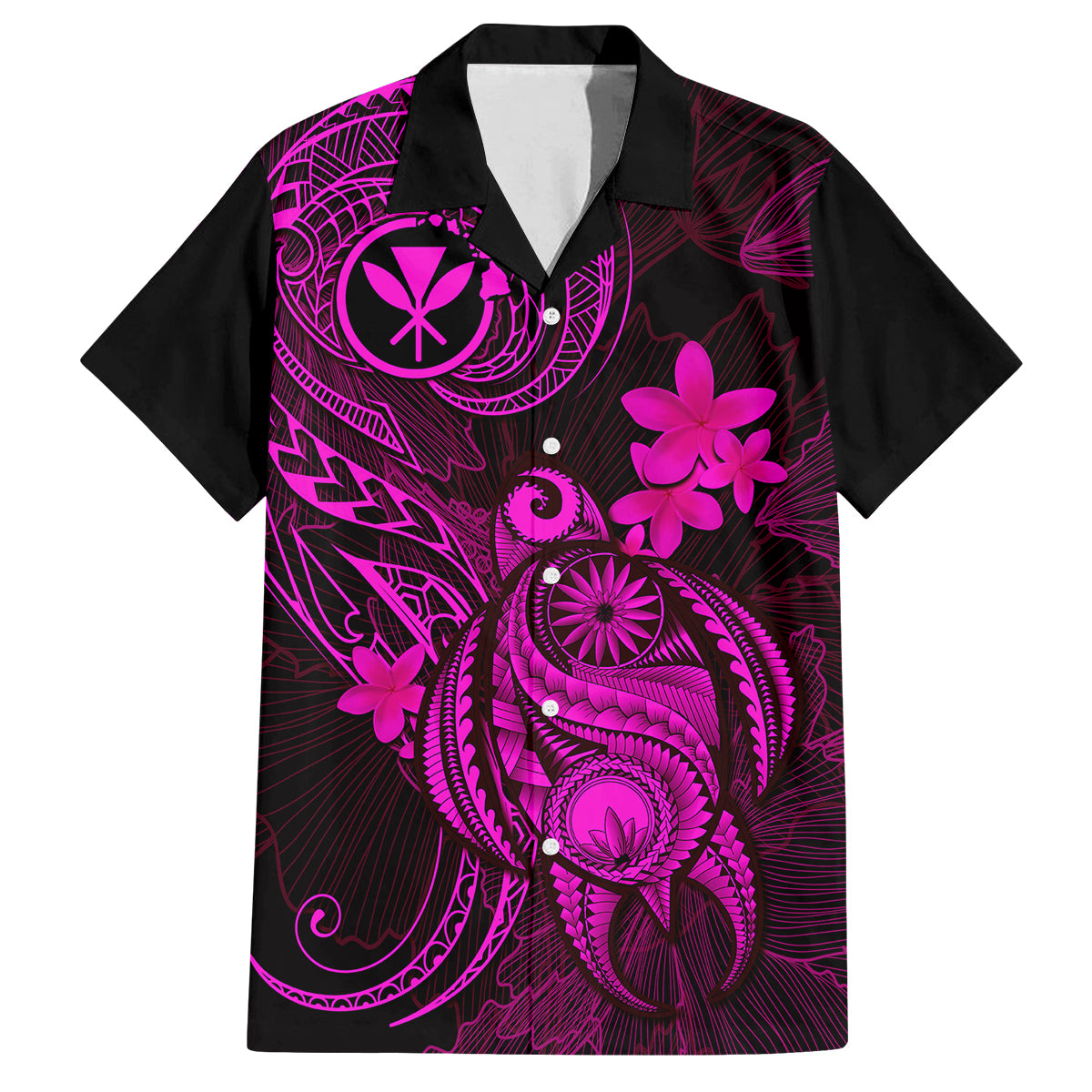 Hawaii Family Matching Tank Maxi Dress and Hawaiian Shirt Turtle Mix Polynesian Plumeria Pink Version LT14 Dad's Shirt - Short Sleeve Pink - Polynesian Pride