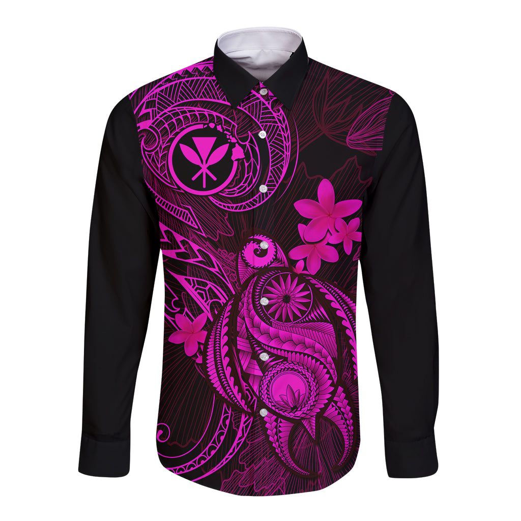 hawaii-long-sleeve-button-shirt-turtle-mix-polynesian-plumeria-pink-version