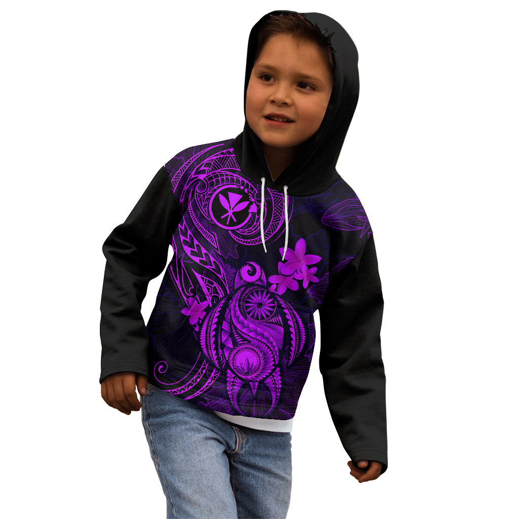 Hawaii Kid Hoodie Turtle Mix Polynesian Plumeria Purple Version LT14 - Polynesian Pride