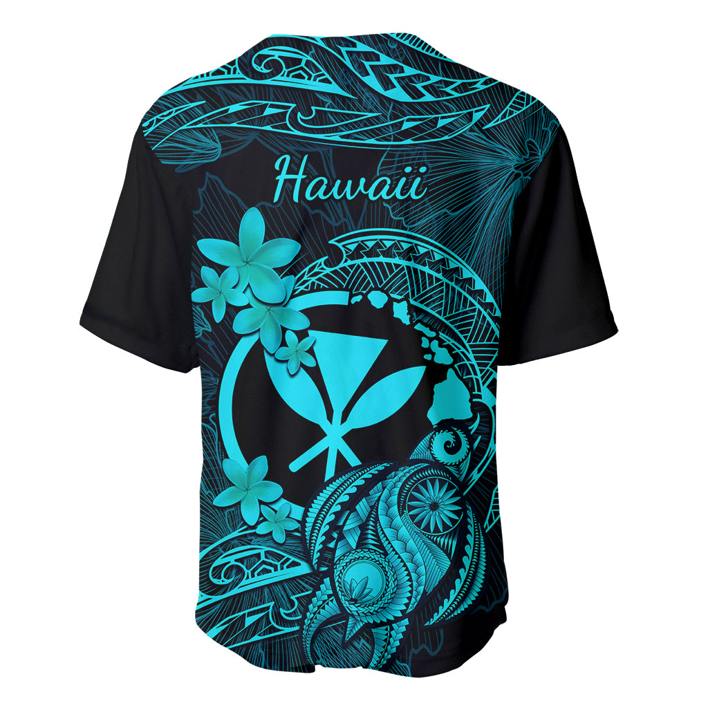 Hawaii Baseball Jersey Turtle Mix Polynesian Plumeria Turquoise Version LT14 - Polynesian Pride