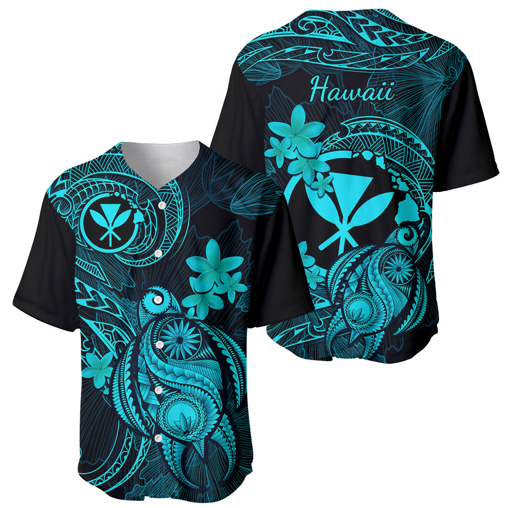 Hawaii Baseball Jersey Turtle Mix Polynesian Plumeria Turquoise Version LT14 - Polynesian Pride