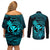 hawaii-couples-matching-off-shoulder-short-dress-and-long-sleeve-button-shirts-turtle-mix-polynesian-plumeria-turquoise-version