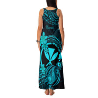 Hawaii Family Matching Tank Maxi Dress and Hawaiian Shirt Turtle Mix Polynesian Plumeria Turquoise Version LT14 - Polynesian Pride