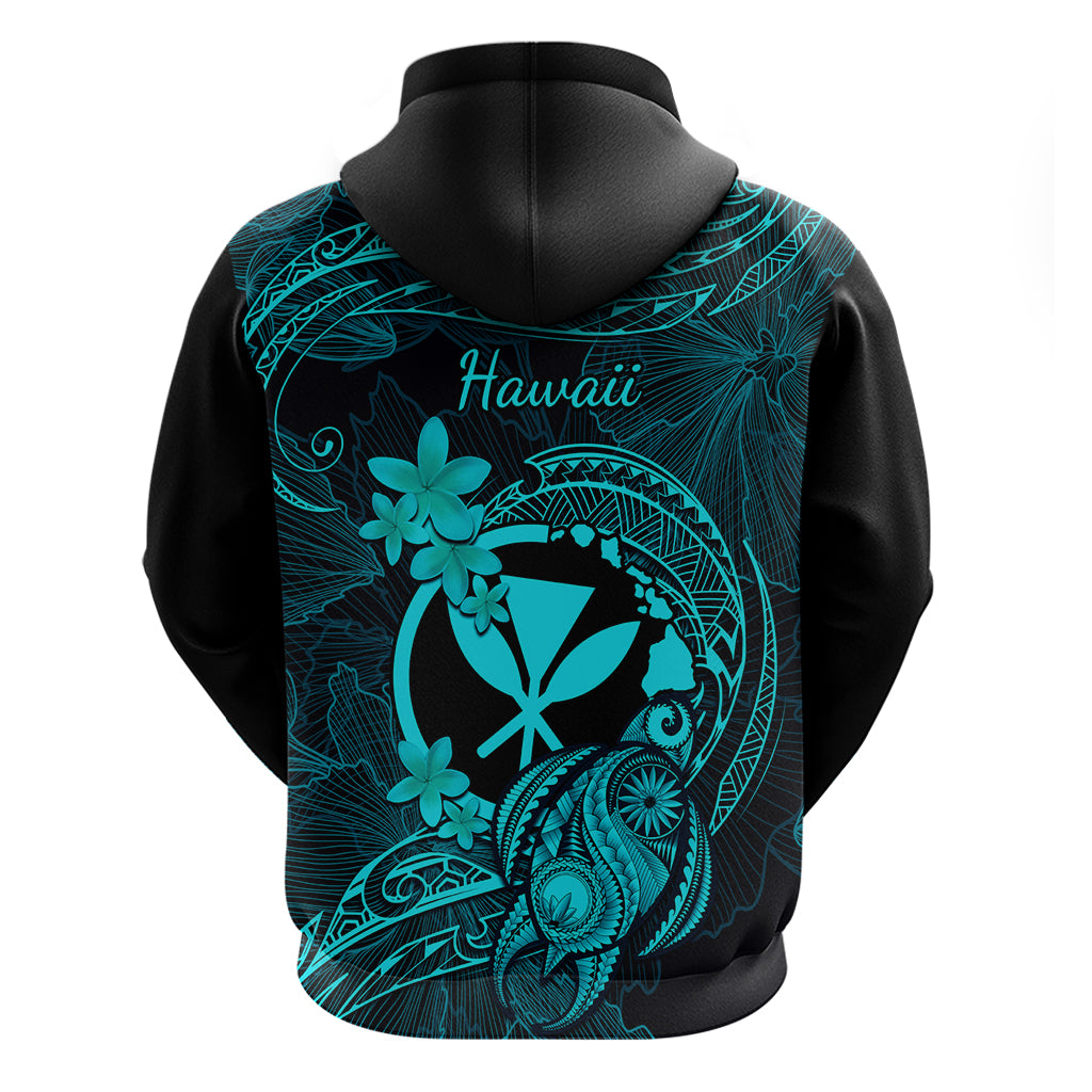 Hawaii Hoodie Turtle Mix Polynesian Plumeria Turquoise Version LT14 - Polynesian Pride
