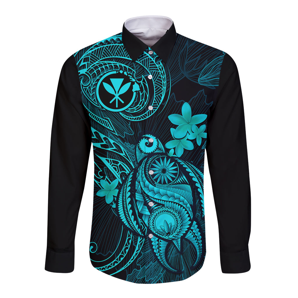 hawaii-long-sleeve-button-shirt-turtle-mix-polynesian-plumeria-turquoise-version