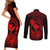 hawaii-couples-matching-short-sleeve-bodycon-dress-and-long-sleeve-button-shirts-turtle-mix-polynesian-plumeria-red-version