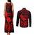 hawaii-couples-matching-tank-maxi-dress-and-long-sleeve-button-shirts-turtle-mix-polynesian-plumeria-red-version