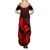 Hawaii Family Matching Summer Maxi Dress and Hawaiian Shirt Turtle Mix Polynesian Plumeria Red Version LT14 - Polynesian Pride