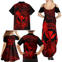 Hawaii Family Matching Summer Maxi Dress and Hawaiian Shirt Turtle Mix Polynesian Plumeria Red Version LT14 - Polynesian Pride