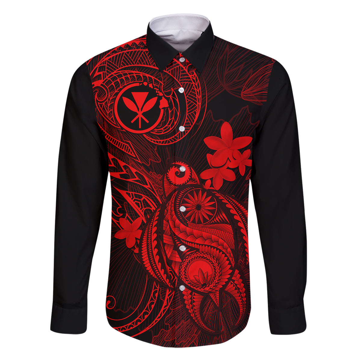Hawaii Family Matching Summer Maxi Dress and Hawaiian Shirt Turtle Mix Polynesian Plumeria Red Version LT14 Son's Shirt Red - Polynesian Pride