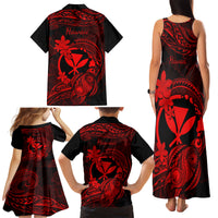 Hawaii Family Matching Tank Maxi Dress and Hawaiian Shirt Turtle Mix Polynesian Plumeria Red Version LT14 - Polynesian Pride