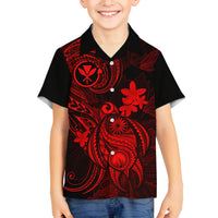 Hawaii Family Matching Tank Maxi Dress and Hawaiian Shirt Turtle Mix Polynesian Plumeria Red Version LT14 Son's Shirt Red - Polynesian Pride