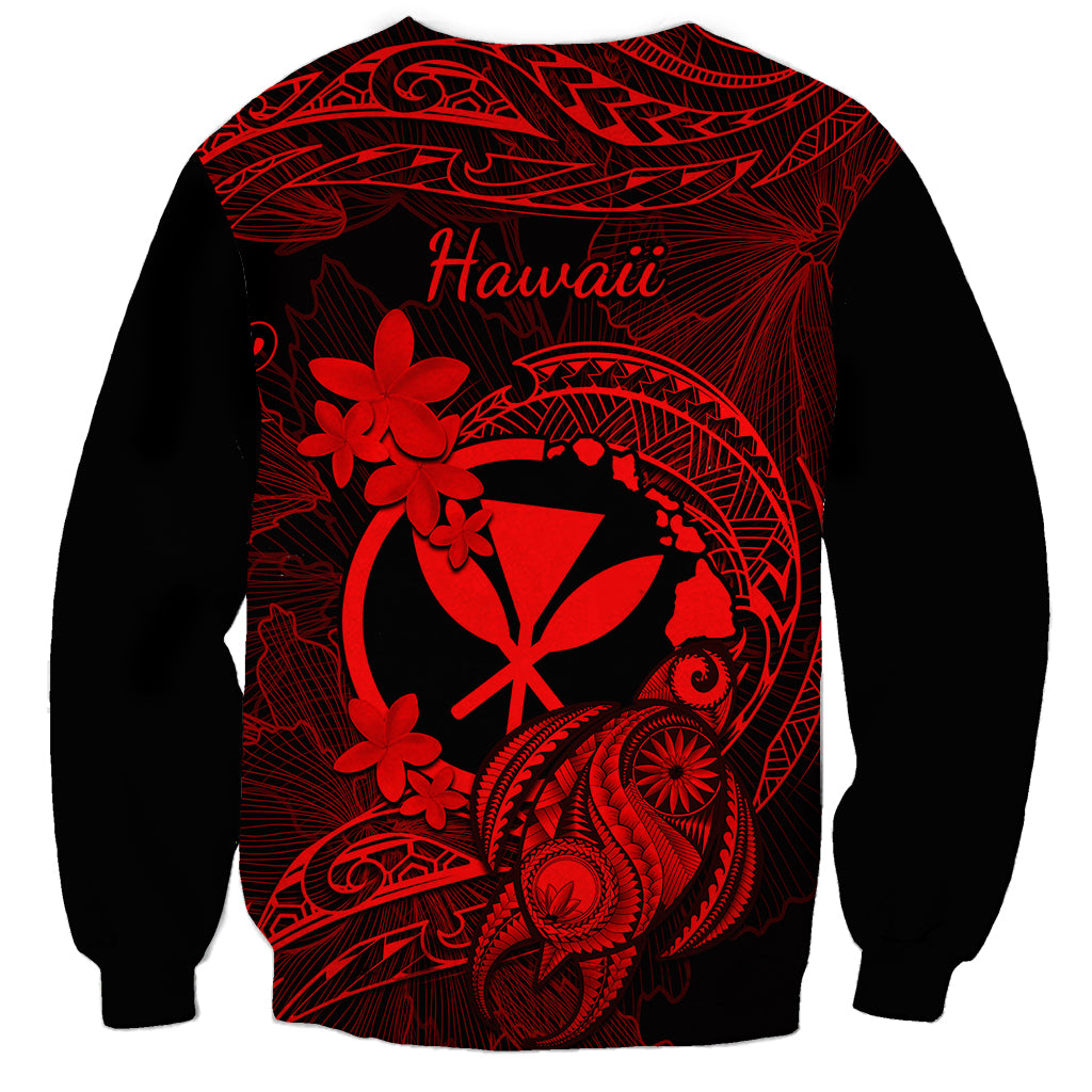 Hawaii Sweatshirt Turtle Mix Polynesian Plumeria Red Version LT14 - Polynesian Pride