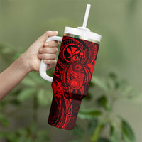 Hawaii Tumbler With Handle Turtle Mix Polynesian Plumeria Red Version