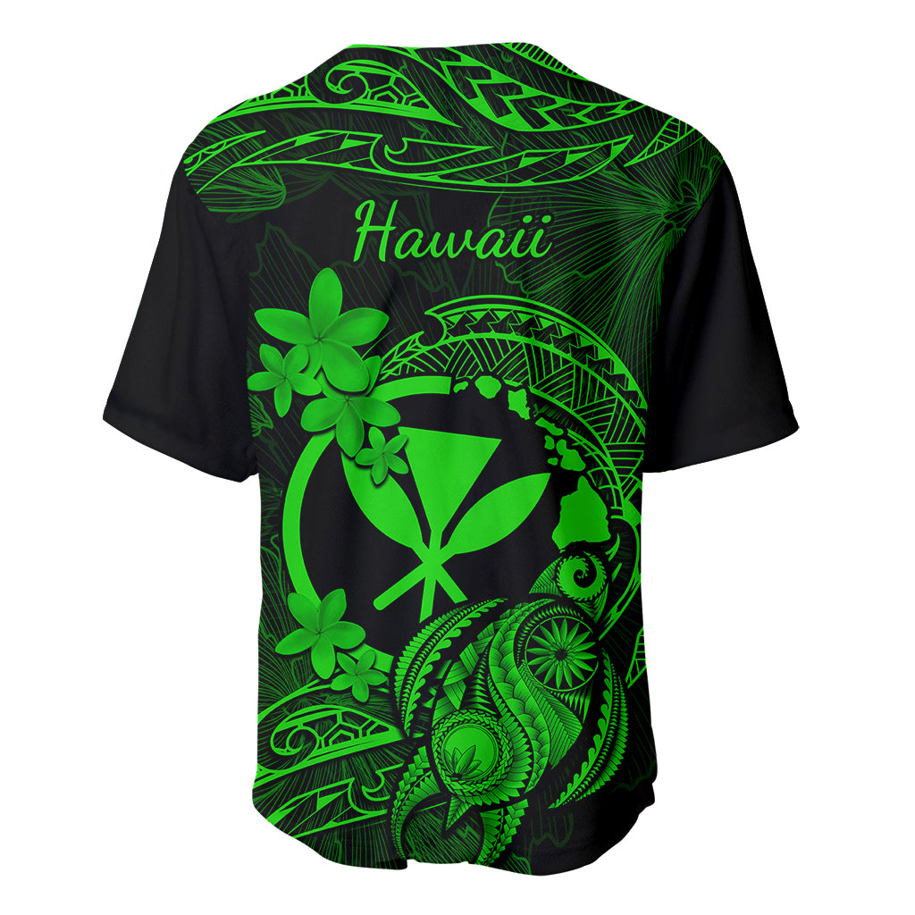 Hawaii Baseball Jersey Turtle Mix Polynesian Plumeria Green Version LT14 - Polynesian Pride