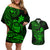 hawaii-couples-matching-off-shoulder-short-dress-and-hawaiian-shirt-turtle-mix-polynesian-plumeria-green-version