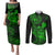 hawaii-couples-matching-puletasi-dress-and-long-sleeve-button-shirts-turtle-mix-polynesian-plumeria-green-version