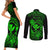 hawaii-couples-matching-short-sleeve-bodycon-dress-and-long-sleeve-button-shirts-turtle-mix-polynesian-plumeria-green-version