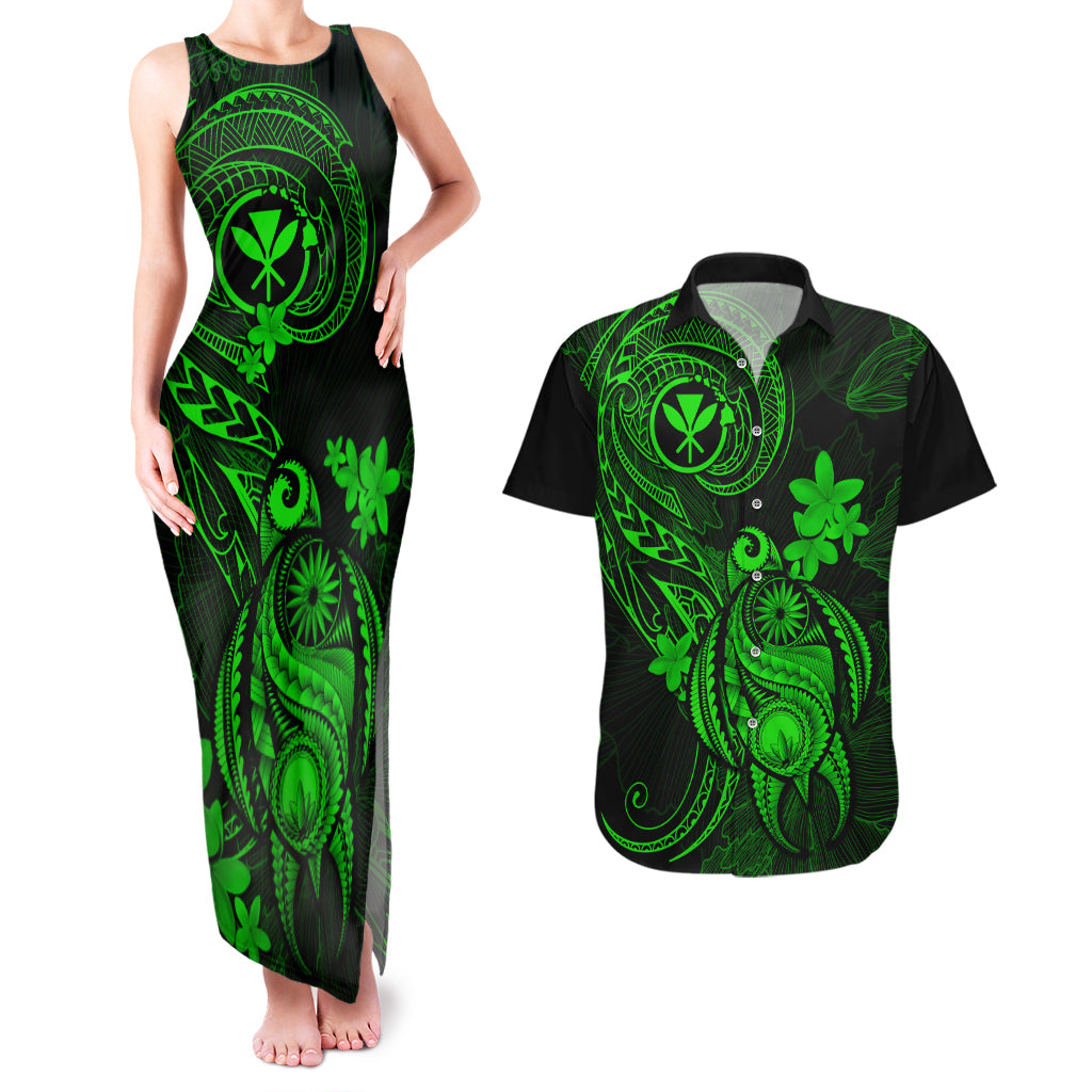 hawaii-couples-matching-tank-maxi-dress-and-hawaiian-shirt-turtle-mix-polynesian-plumeria-green-version