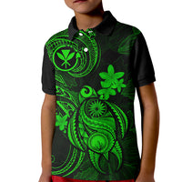 Hawaii Kid Polo Shirt Turtle Mix Polynesian Plumeria Green Version LT14 Kid Green - Polynesian Pride