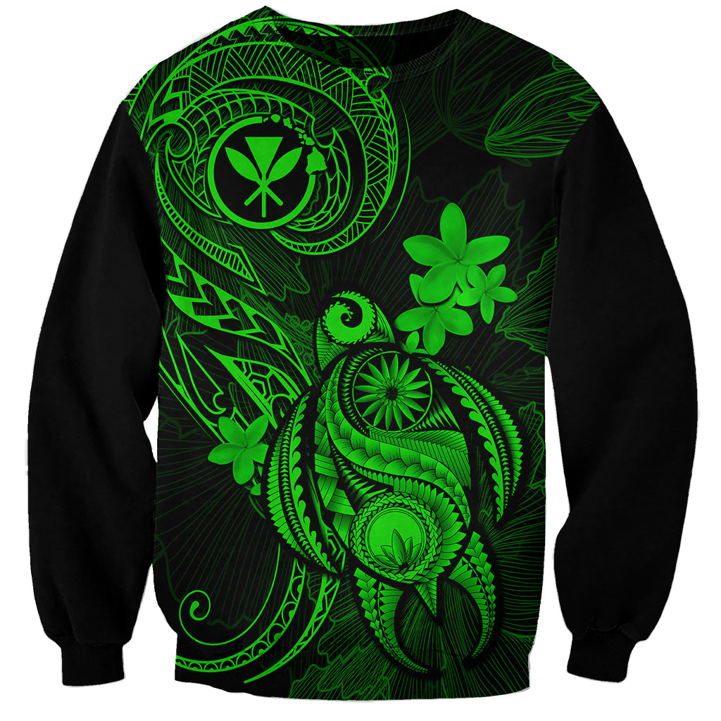 hawaii-sweatshirt-turtle-mix-polynesian-plumeria-green-version