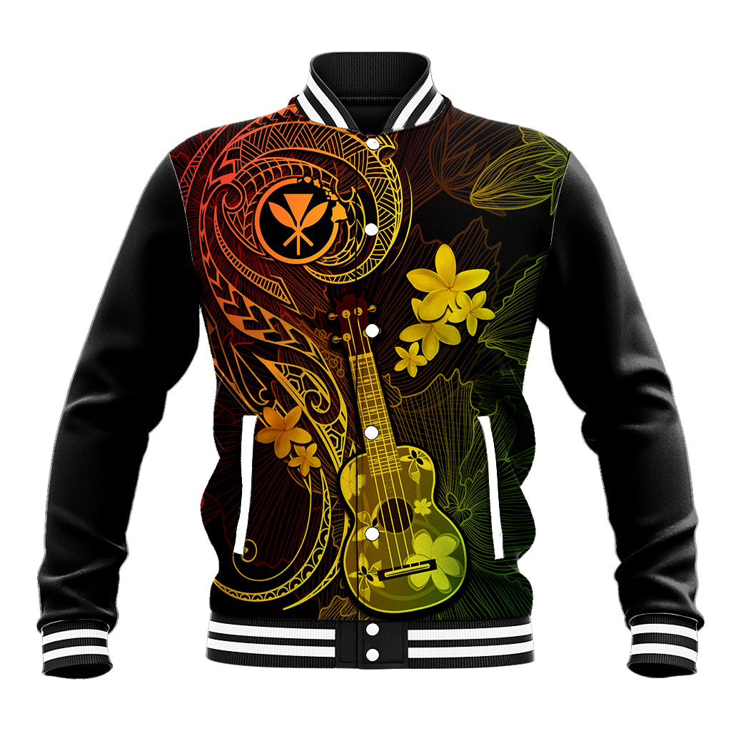 Hawaii Baseball Jacket Ukulele Mix Polynesian Plumeria Reggae Version LT14 Unisex Reggae - Polynesian Pride