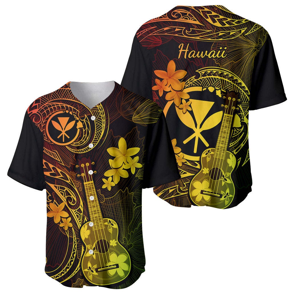 Hawaii Baseball Jersey Ukulele Mix Polynesian Plumeria Reggae Version LT14 - Polynesian Pride
