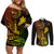 hawaii-couples-matching-off-shoulder-short-dress-and-long-sleeve-button-shirts-ukulele-mix-polynesian-plumeria-reggae-version