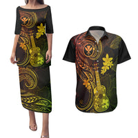 Hawaii Couples Matching Puletasi Dress and Hawaiian Shirt Ukulele Mix Polynesian Plumeria Reggae Version LT14 Reggae - Polynesian Pride