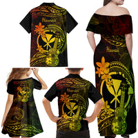 Hawaii Family Matching Off Shoulder Maxi Dress and Hawaiian Shirt Ukulele Mix Polynesian Plumeria Reggae Version LT14 - Polynesian Pride