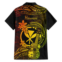 Hawaii Family Matching Off Shoulder Maxi Dress and Hawaiian Shirt Ukulele Mix Polynesian Plumeria Reggae Version LT14 - Polynesian Pride