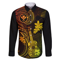 Hawaii Family Matching Off Shoulder Maxi Dress and Hawaiian Shirt Ukulele Mix Polynesian Plumeria Reggae Version LT14 Dad's Shirt - Long Sleeve Reggae - Polynesian Pride