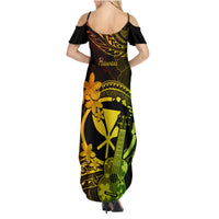 Hawaii Family Matching Summer Maxi Dress and Hawaiian Shirt Ukulele Mix Polynesian Plumeria Reggae Version LT14 - Polynesian Pride