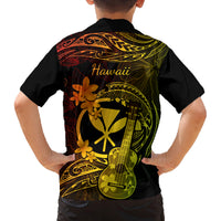 Hawaii Family Matching Summer Maxi Dress and Hawaiian Shirt Ukulele Mix Polynesian Plumeria Reggae Version LT14 - Polynesian Pride