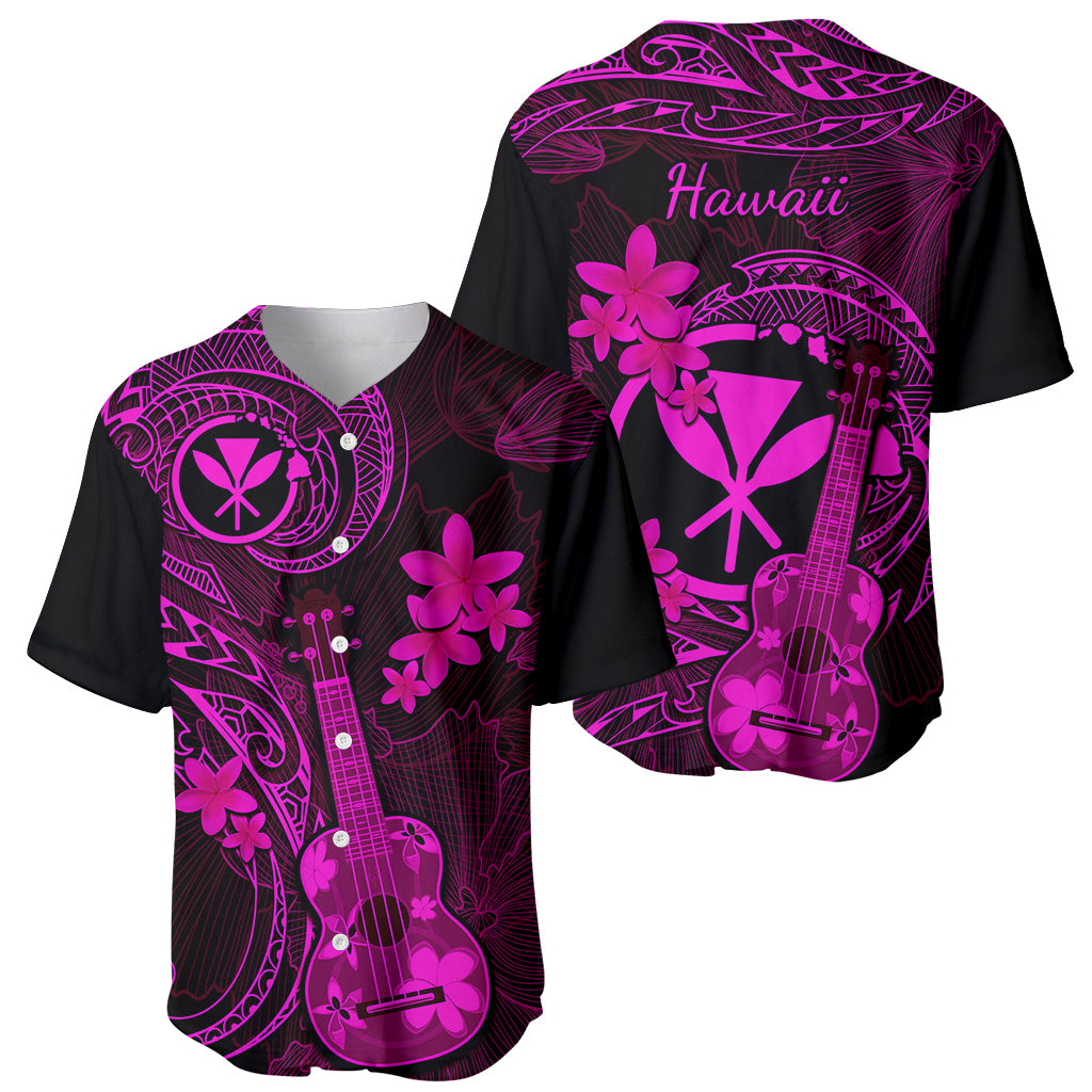 Hawaii Baseball Jersey Ukulele Mix Polynesian Plumeria Pink Version LT14 - Polynesian Pride