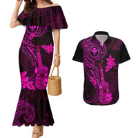Hawaii Couples Matching Mermaid Dress and Hawaiian Shirt Ukulele Mix Polynesian Plumeria Pink Version LT14 Pink - Polynesian Pride