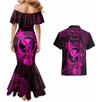 Hawaii Couples Matching Mermaid Dress and Hawaiian Shirt Ukulele Mix Polynesian Plumeria Pink Version LT14 - Polynesian Pride
