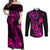 hawaii-couples-matching-off-shoulder-maxi-dress-and-long-sleeve-button-shirts-ukulele-mix-polynesian-plumeria-pink-version