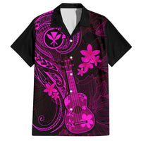 hawaii-family-matching-off-shoulder-long-sleeve-dress-and-hawaiian-shirt-ukulele-mix-polynesian-plumeria-pink-version