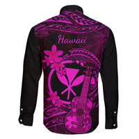Hawaii Family Matching Summer Maxi Dress and Hawaiian Shirt Ukulele Mix Polynesian Plumeria Pink Version LT14 - Polynesian Pride