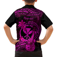 Hawaii Family Matching Summer Maxi Dress and Hawaiian Shirt Ukulele Mix Polynesian Plumeria Pink Version LT14 - Polynesian Pride