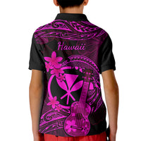 Hawaii Kid Polo Shirt Ukulele Mix Polynesian Plumeria Pink Version LT14 - Polynesian Pride