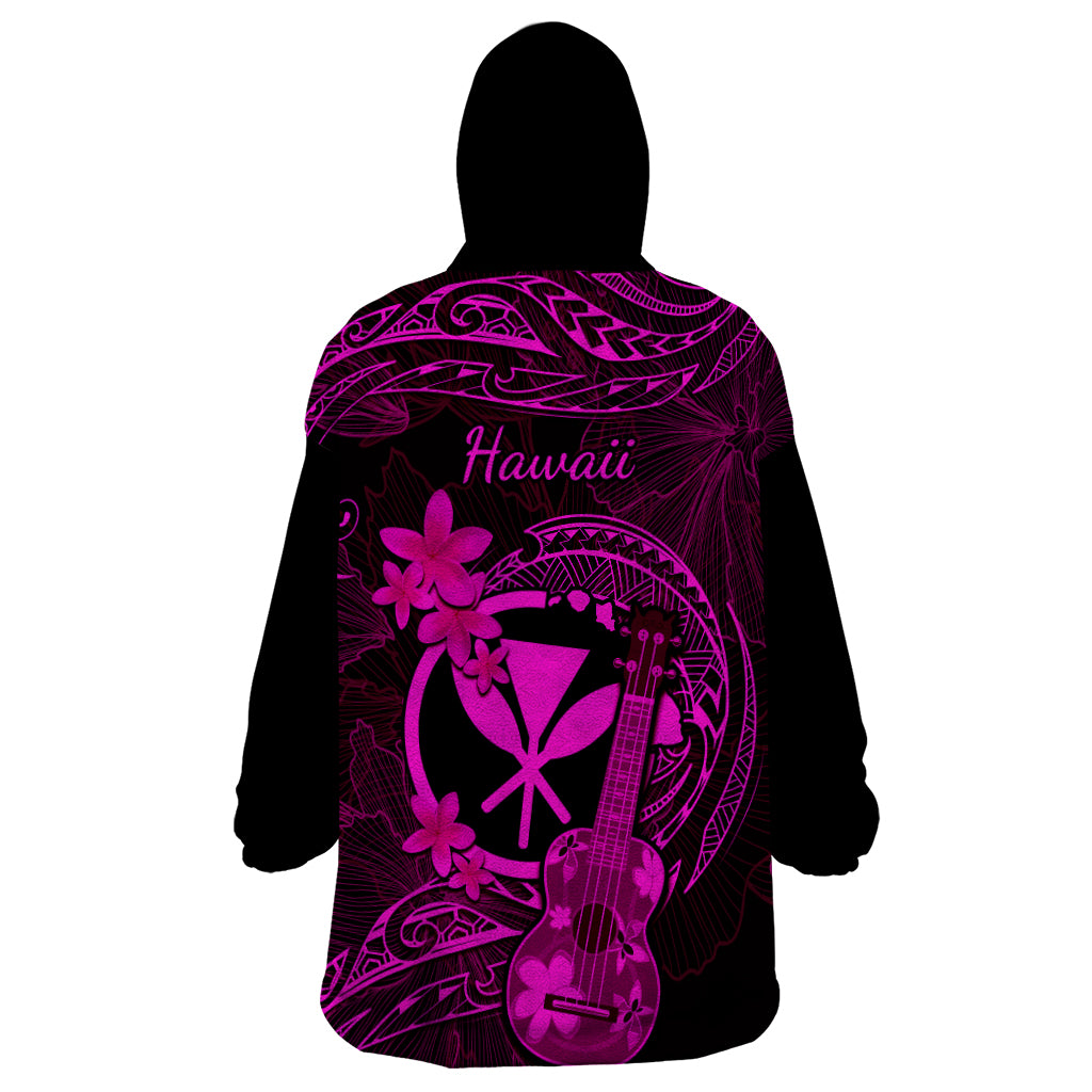 hawaii-wearable-blanket-hoodie-ukulele-mix-polynesian-plumeria-pink-version