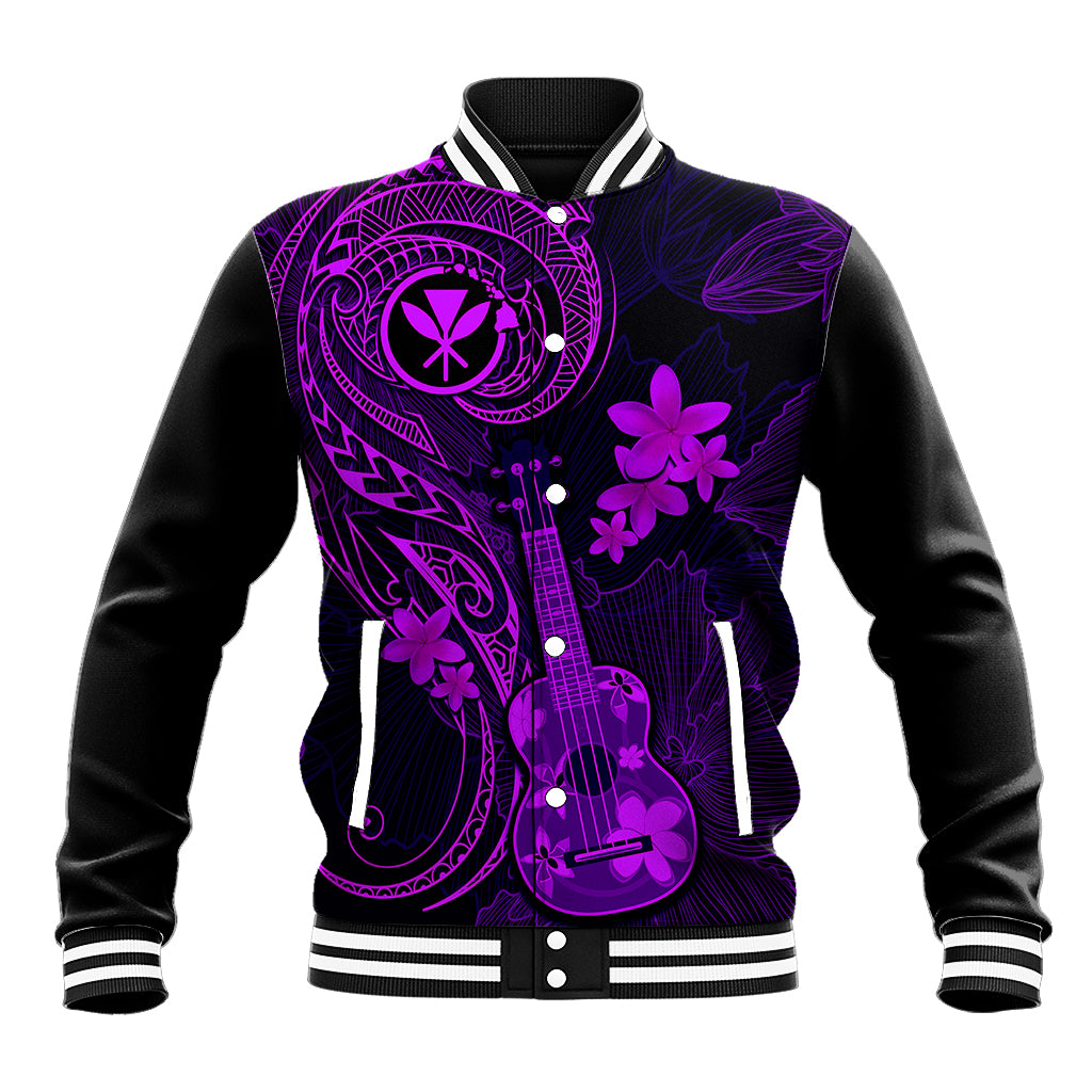 Hawaii Baseball Jacket Ukulele Mix Polynesian Plumeria Purple Version LT14 Unisex Purple - Polynesian Pride