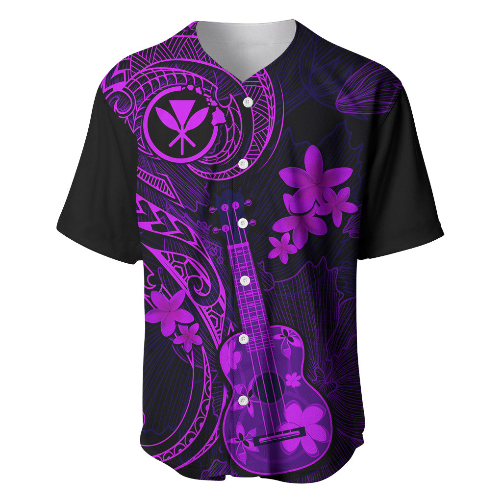 Hawaii Baseball Jersey Ukulele Mix Polynesian Plumeria Purple Version LT14 Purple - Polynesian Pride